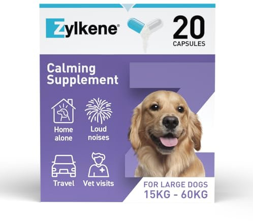 Zylkene Calming Supplements for Large Dogs (30 to 60kg) 450mg | Promotes Relaxation | Helps Pets cope with short-term challenging situations: Loud Noises | Easily administered | 20 capsules