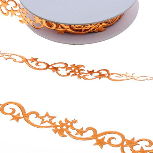 Kartengestaltung–Scrapbooking–Weihnachtskarten–Weihnachtsaufkleber–Weihnachtsdekoration–SekleBo® Selbstklebende Sternchen/Tannen/Ornamentbordüre - Kupfer - 22 mm Breite - ca.9,3 m Rolle - 94507-03