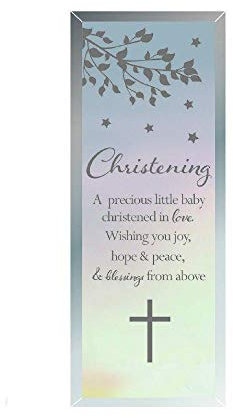 Reflections of the Heart Mirror Glass Standing Plaque Gift – Christening