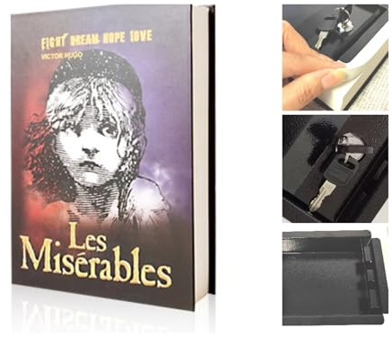 Kingsida Buchtresor aus echtem Papier mit Schlüsselschloss, Wörterbuch, versteckter Safe (Les Miserables)