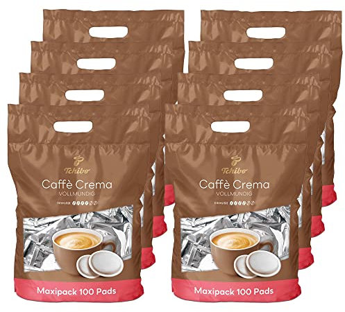 Tchibo Kaffeepads Vorratspack Maxipack, Caffè Crema vollmundig, 800 Stück – 8x 100 Pads (Kaffee, ausgewogen und vollmundig), nachhaltig, geeignet für Senseo Maschinen
