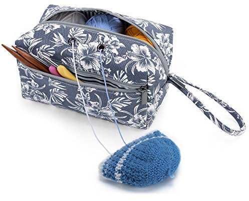 Luxja Tasche für Wolle, Handarbeitstasche Häkeln, Stricken Tasche für Garn Stränge, Häkelnadeln, Stricknadeln (bis 8 Zoll) und Andere Kleines Zubehör