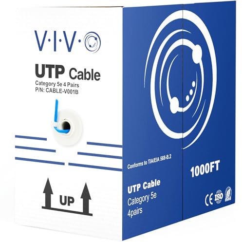 VIVO 1,000ft Bulk Cat5e Wire, CCA Ethernet Cable, 24 AWG, UTP Pull Box, LAN Network, Blue, CABLE-V001B