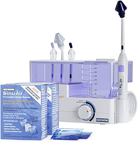 SinuPulse Elite Nasenspülung Spülsystem mit 90 Zusätzlichen SinuAir-Salz Paketen