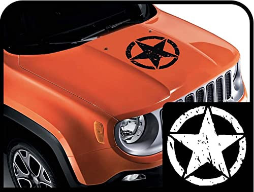 adesivo per cofano stella da apporre sul cofano effetto consumato sticker decals (NERO OPACO)