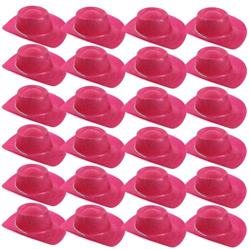 Cowgirl-Hut, groß, Pink, Glitzer, Kostüm, Accessoire für Junggesellinnenabschied, Cowboy-Hüte, Wohltätigkeitslauf, 24 Stück