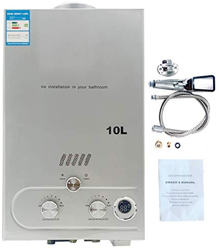 Cozyel - Scaldabagno a gas GPL butano propano 8 l/10 l 16 kW/20 kW per la casa Viaggio Caravana Barca Campeggio Auto