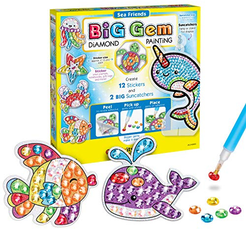 Creativity for Kids Big Gem Art Kit - Create Your Own Under The Sea Friends Diamond Arts and Crafts for Kids, Stickers and Suncatchers - Under The Sea Friends Sticker Diamond Art for Kid
