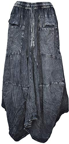 Gheri Da Donna Cotone Distressed Aperto Tasca Ciao Basso Gonna Nero