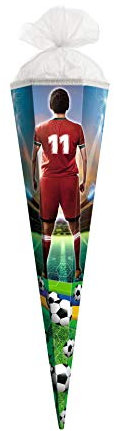 ROTH Geschenk-Schultüte klein Freistoß 50 cm - 6-eckig Tüllverschluss - Zuckertüte Fußball