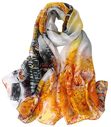 STORY OF SHANGHAI Seidenschal Damen 100% Seide, 30+ Farben XXL Blumen Seidentuch, Stola für Abendkleid Hochzeit, Seide Schal Halstuch