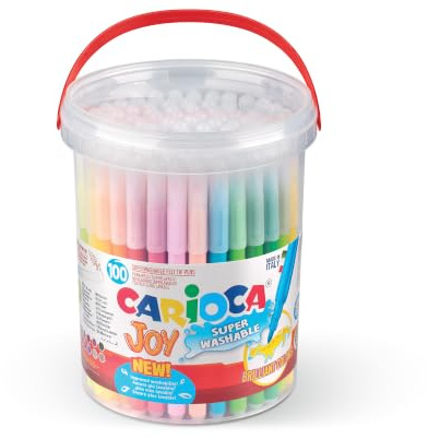 CARIOCA Joy Fine Tip Colors – Marker mit superabwaschbarer Tinte und 2,8 mm feiner Spitze – langlebige Tinte, glutenfrei, hergestellt in Italien (Box mit 100 Markern)