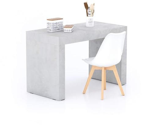 MOBILI FIVER, Evolution Esstisch 120 x 60, Grauer Beton, mit Zwei Beinen, Made In Italy