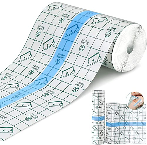 SAMSYOKI 2 pezzi benda trasparente impermeabile, cerotti elastici di fissaggio bendaggio antiallergico pellicola adesiva per tatuaggi per Ferite Sport Bagno 15cmx5m + 10cmx5m