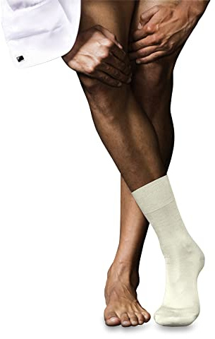 FALKE Herren Socken No. 6 M So Wolle Seide einfarbig 1 Paar, Weiß Wool White 2060, 43-44