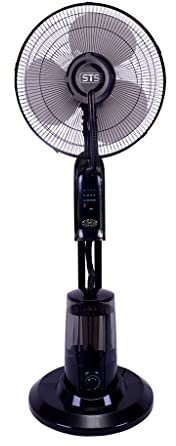 Generico STS - VENTILATORE A PIANTANA CON OSCILLAZIONE NEBULIZZATORE MODELLO ST - 0005, 3 VELOCITA' SELEZIONABILI, DISPONE DI TELECOMANDO, POTENZA 75 W, COLORE NERO, Telecomando incluso.