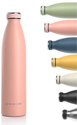 LARS NYSØM Gourde INOX 1000ml | 1L Bouteille d’eau isolée | Gourde étanche pour Le Sport, la Bicyclette, Les Enfants (Blush Rose, 1000ml)