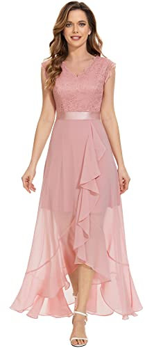 Dressystar Vokuhila Robe de soirée élégante avec encolure en V pour femme, Blush., XL