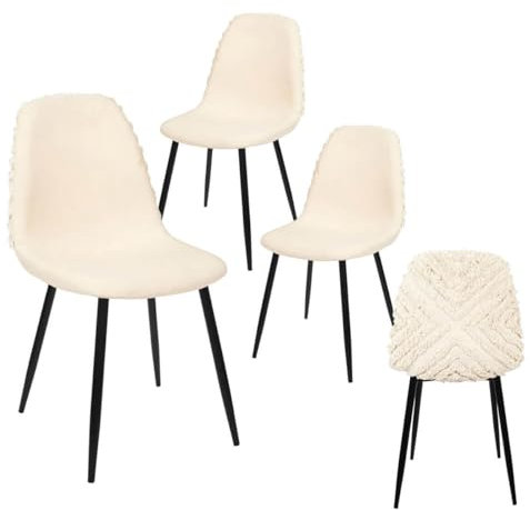 AltoBuy WAP - Lot de 4 Chaises Blanches à Motifs Pieds Noirs