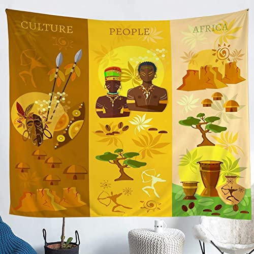 MIYOLI Wandteppich Groß Afrika Wandbehang Ethno-Stil Tapisserie 3D Wandtuch Afrika Wandteppiche Aesthetic für Wohnzimmer Schlafzimmer Wohnheim Wanddeko, 150x150 cm