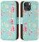 32nd Floral Series 3.0 - Design PU Leather Book Wallet Case Cover for Apple iPhone 15 (6.1), Flip Case With RFID Blocking Card Slots, Magnetic Closure and Built In Stand - Spring Blue