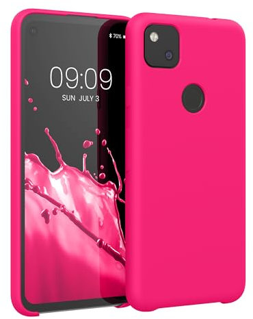 kwmobile Hülle kompatibel mit Google Pixel 4a Hülle - Silikon Handy Case - Handyhülle weiche Oberfläche - kabelloses Laden - Neon Pink