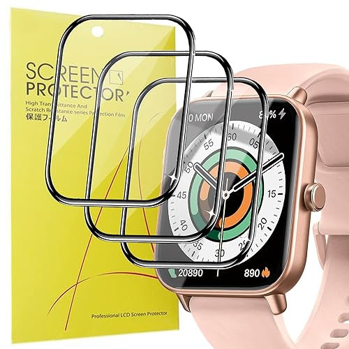 Blueshaweu Schutzfolie Kompatibel für IDW19 Smartwatch 1.8, HD klar Flexible TPU Displayschutzfolie [3 Stück] für Gydom IDW19 / Gardien IDW19 / ENOMIR IDW19 /Yoever IDW19 Smartwatch (schwarz)