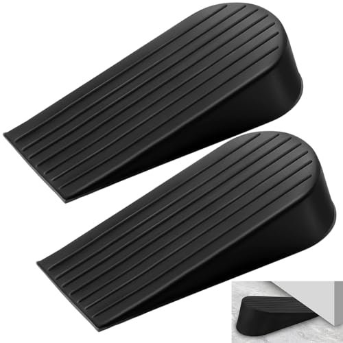 2Pcs Rubber Door Stop, Extra Large Door Wedge for Floor Heavy Duty Black Door Wedge Stoppers, Anti-Skid and Durable Door Wedges Indoors for Floor, Non-Slip Door Holder for Patio Outdoor, Homes