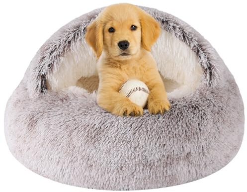 WgoogW Dog Beds for Small Dogs, Cat Bed Cave, Washable Cute Cat Bed, Cozy Nook Pet Bed for Dogs or Cats, Anti-Slip Puppy Bed for Small Medium Pets (Coffee, 50CM)