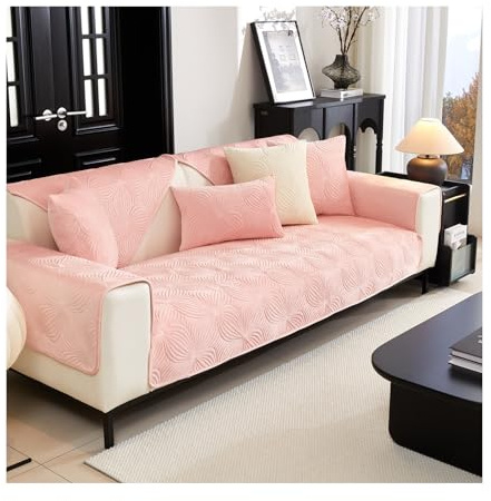HonunG Samt Sofabezug L Form Sofa Überzug Sofadecken für Sitzfläche Sofaschoner rutschfest Waschbar 1 2 3 4 Sitzer Sofadecke rutschfest Couch Überzug Sofa Cover (Rosa,70x180cm)