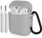 KOKOKA Funda de Silicona Compatible Con AirPods 2 2019 Con Kit de Limpiador, Anti-rasguños, Anti-Polvo, Funda Premium Silicona para AirPods 2.ª Generación Con Mosquetón, Gris