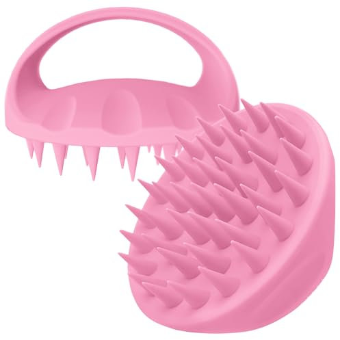 Ithyes brosse massage cuir chevelu massage tete scalp massager masseur cuir chevelu scalp brush brosse shampoing cheveux brosse de soin des cheveux en silicone masseur tete (rose)