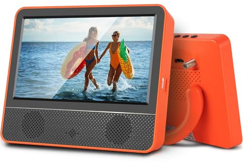 Jexiop 7inch Portable TV,Small tv with Battery-Digital ATSC Tuner,Headphone Out-USB/TF Port-HDMI Input,Mini TV for Camping RV Kitchen-Full Viewing Angles(Orange)