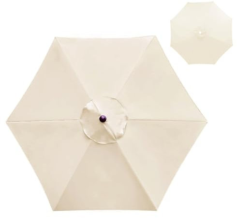 6 Baleines/8 Baleines Auvent De Rechange Pour Parasol | Parasol Toile De Rechange Anti-Ultraviolet | Dessus De Parasol De Rechange Pour Parasol De 2 M 2,7 M 3 M ( Color : Off-white , Size : 6 ribs: 2m
