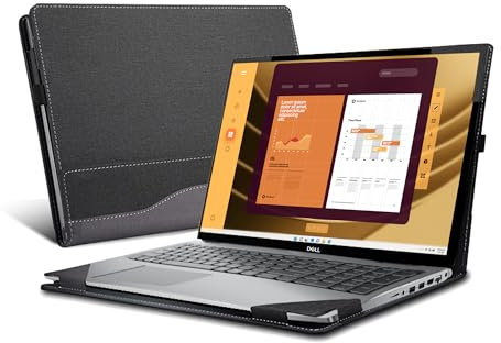 VEVOOD Laptoptasche für Dell Latitude 5550 Laptop 2-in-1, Latitude 5540 5530 5520 Laptop, All-Inclusive-Drop-Case, 39,6 cm (15,6 Zoll), PU-Leder, Innentasche, Grau