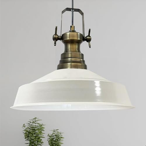 bamyum Asletl Hängelampe Industrial aus Metall Ø41 cm, Küchenlampe Vintage, Hängelampe Esstisch E27, Pendelleuchte Weiß, Wohnzimmerlampe Hängend Vintage, Pendelleuchte Esstisch