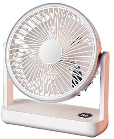 ventilador de aire acondicionado portátil Ventilador de refrigeración de aire portátil inalámbrico con batería recargable por USB de 5000 mAh, cabezal móvil, 4 velocidades, ventilador de escritorio aj