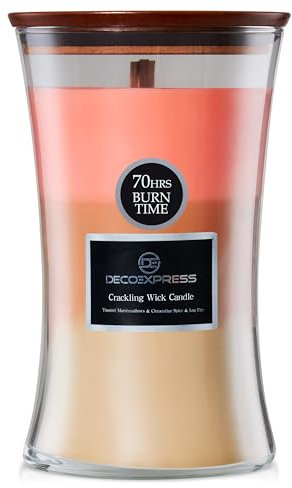 DECO EXPRESS Duftkerze im Glas im Sanduhr Design mit Knisterndem Docht 3 in 1 Duft Kerze Bis zu 130 Stunden Lange Brenndauer Geschenk Idee (Kirschblüte)