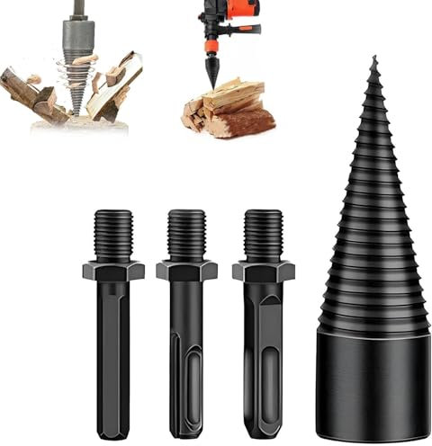 Shirem Easysplit Broca, Sherem Easysplit Broca, 32 mm / 42 mm Broca para leña Divisor de madera, Broca eléctrica desmontable de alta resistencia con 3 mangos (32 mm)