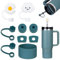 Yuecda Stanley Cup Accessories Set - 6 Pcs Silicone Spill Proof Stopper, 2 Straw Covers, 1 Silicone Boot for 40oz/30oz Cup (Blue Spruce)
