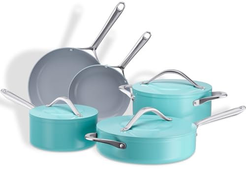 CookinCraze Premium G7 Ceramic Cookware Set, 8-Piece Nonstick Pots and Pans