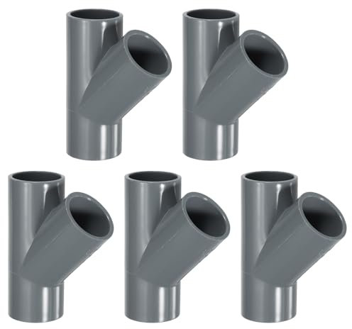 sourcing map 4 raccordi in PVC, a 3 vie, 45 gradi, 2,5 cm, 2,5 cm, connettori in PVC, gomito in PVC, raccordi per tubi in PVC, per mobili in PVC, per struttura di supporto da giardino fai da te,