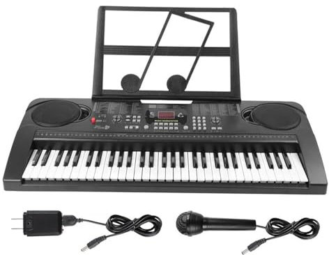 Tragbares Keyboard 61 Tasten Digital Piano Tastatur Mit Mikrofon Notenständer Vollgröße Tasten