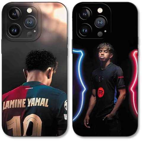 Yimctoie 2 Stück Cool Fußball Handyhülle für iPhone 13 Pro Hülle 6,1,Mode FC Cartoon Spieler Muster Case für Fans,TPU Silikon Stoßfest Anti-Kratz Schutzhülle,Pattern