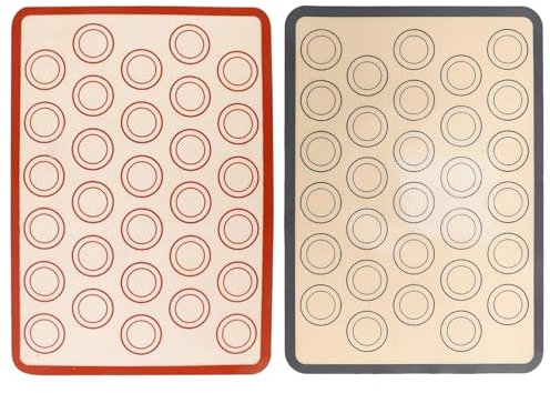 Silicone Baking Mat, Macaron Baking Mat, Non-Stick Baking Mats Non Stick Silicones for Macarons, Cookies, and Pastries, Premium Silicone Mat Baking Accessories in Dark Grey and Red