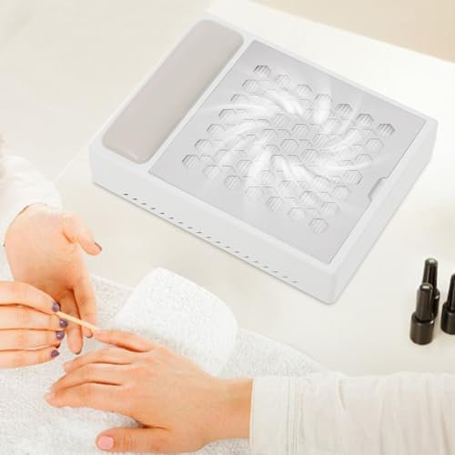 Aspirateur à Ongles Professionnelle 56W Aspirateur de Table Ongle Nail Suction Aspirateur Aspirateur Ventilateur Collecteur Réglable 0-4200rpm,Pour Salon de Manucure, Famille (Blanc)