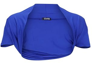 Easy Young Fashion Damen Bolero Jäckchen Kurzarm - elastisch & figurbetont - Basic Schulterjacke - weiche Open Front Jacke 3009 - (Blau)