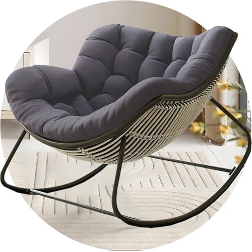 QOEUIUJ Papasan Sitzkissen Ersatz – Dickes, Weiches Kissen for Schaukel-Ei-Stuhl, Rattan, Hängesessel & Hängemattensitz (Innen/Außen) – Nur Kissen (Terrasse, Garten, Balkon(Dunkelgrau)