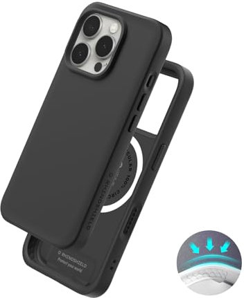 RhinoShield Hülle kompatibel mit MagSafe für [iPhone 16 Pro Max] | SolidX – Schlankes, stoßdämpfendes Schutzcase mit verstärktem Design und 3,5 m Fallschutz – Schwarz