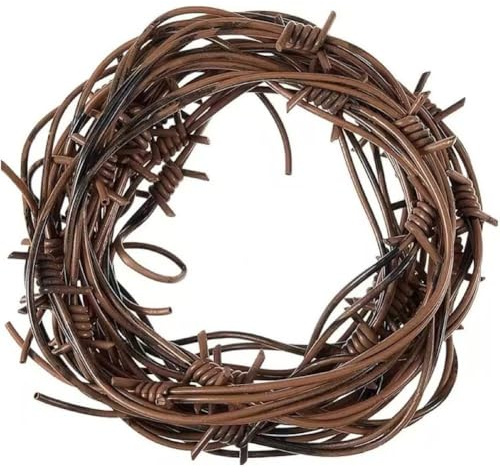 HiyyFloy Decorazione in Filo Spinato Arrugginito Finto 2,5 M, Decorazione in Filo Spinato di Plastica per Halloween, Decorazioni per Feste in Stile Casa Stregata in Stile Western